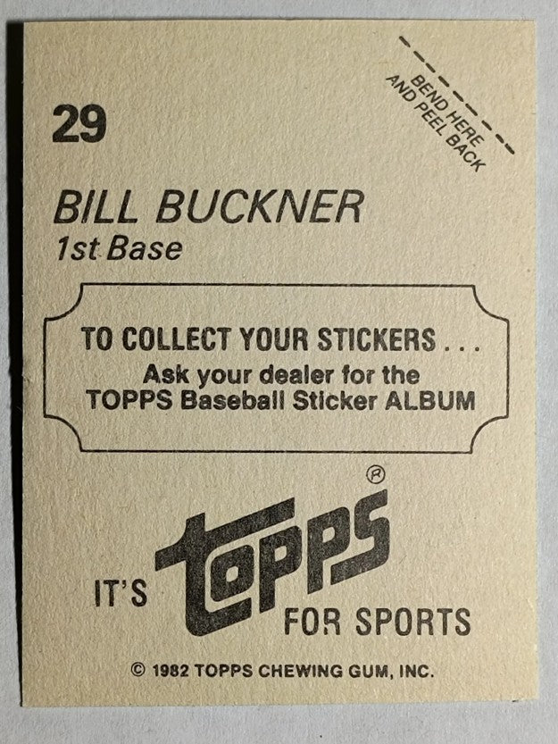 1982 Topps Stickers #29 Bill Buckner