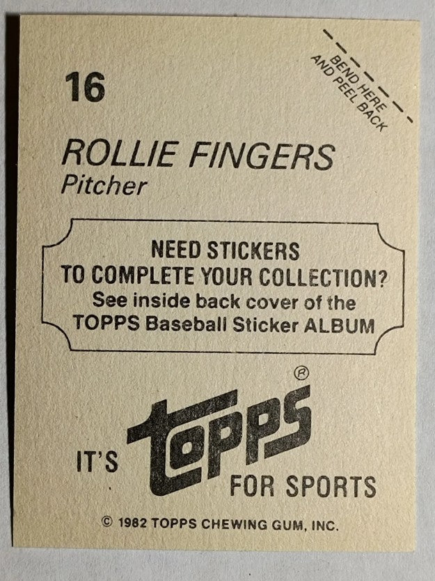 1982 Topps Stickers #16 Rollie Fingers LL