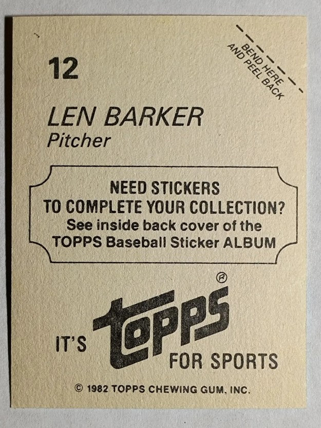 1982 Topps Stickers #12 Len Barker LL