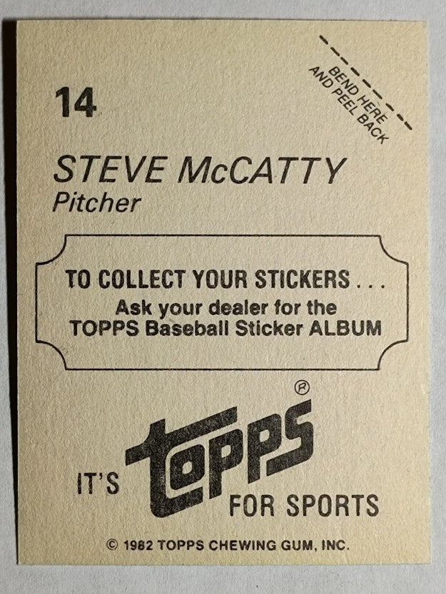 1982 Topps Stickers #14 Steve McCatty LL