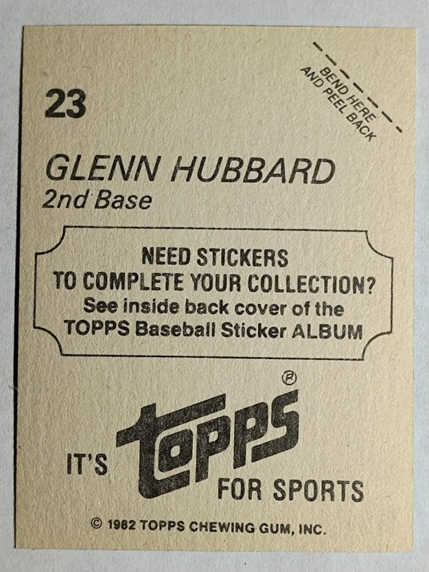 1982 Topps Stickers #23 Glenn Hubbard