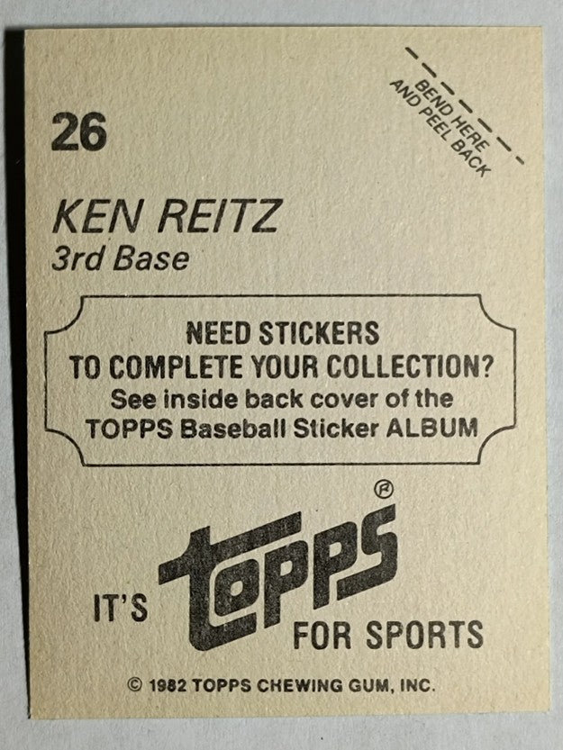 1982 Topps Stickers #26 Ken Reitz