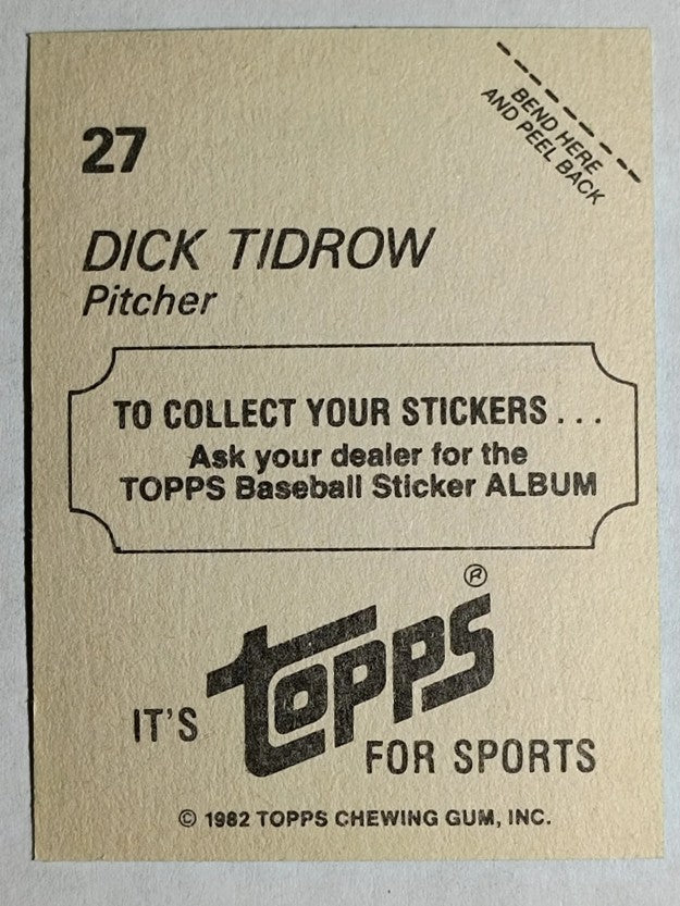 1982 Topps Stickers #27 Dick Tidrow