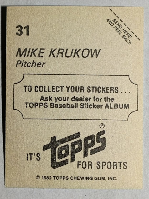 1982 Topps Stickers #31 Mike Krukow
