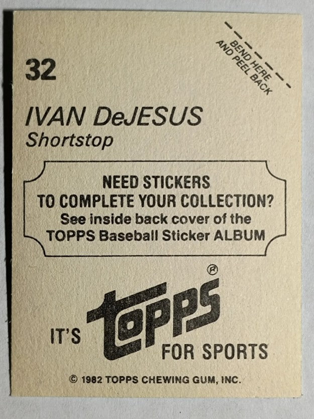 1982 Topps Stickers #32 Ivan DeJesus