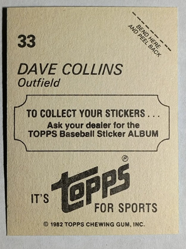 1982 Topps Stickers #33 Dave Collins