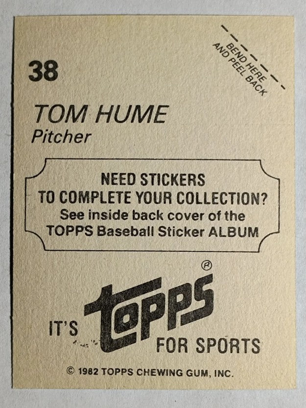 1982 Topps Stickers #38 Tom Hume