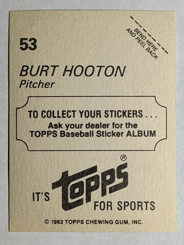 1982 Topps Stickers #53 Burt Hooton