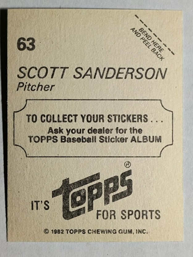 1982 Topps Stickers #63 Scott Sanderson
