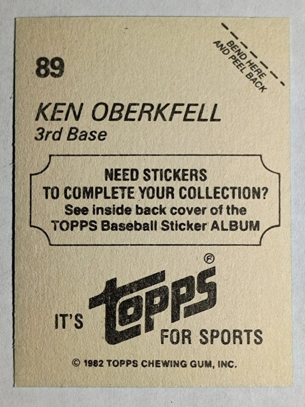 1982 Topps Stickers #89 Ken Oberkfell