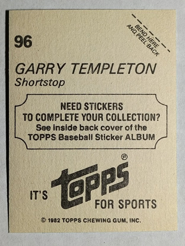 1982 Topps Stickers #96 Garry Templeton
