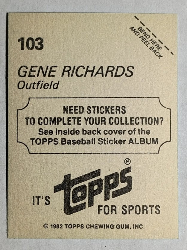 1982 Topps Stickers #103 Gene Richards