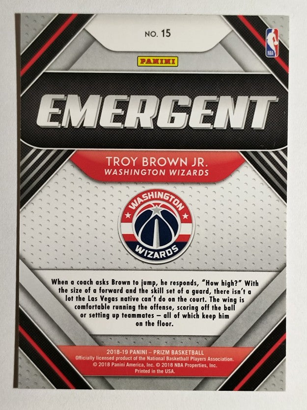 2018-19 Panini Prizm Emergent #15 Troy Brown Jr.