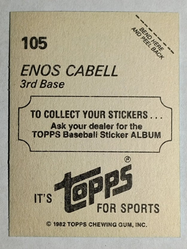 1982 Topps Stickers #105 Enos Cabell