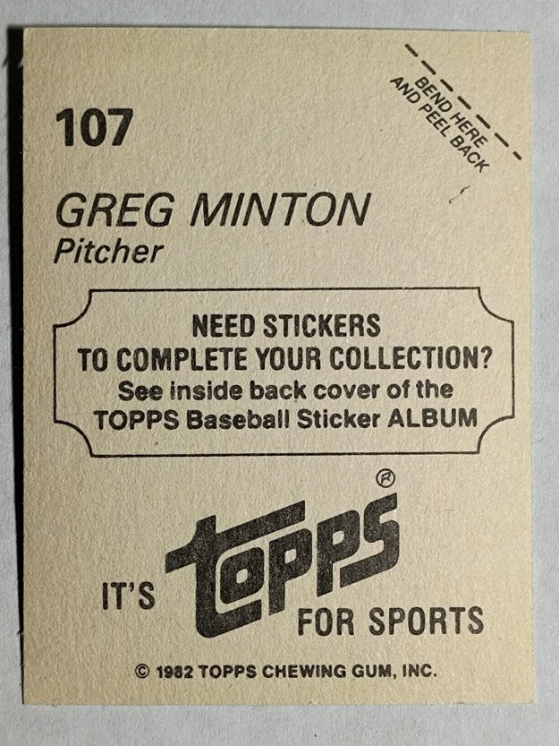 1982 Topps Stickers #107 Greg Minton