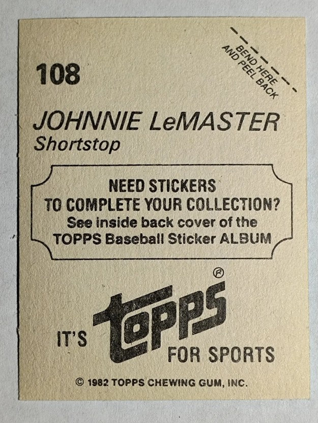 1982 Topps Stickers #108 Johnnie LeMaster