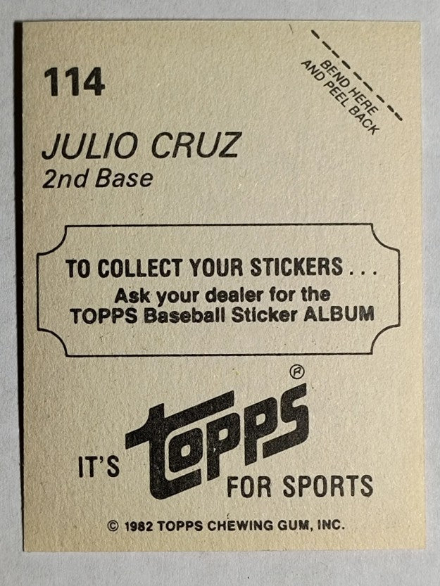 1982 Topps Stickers #114 Julio Cruz HL