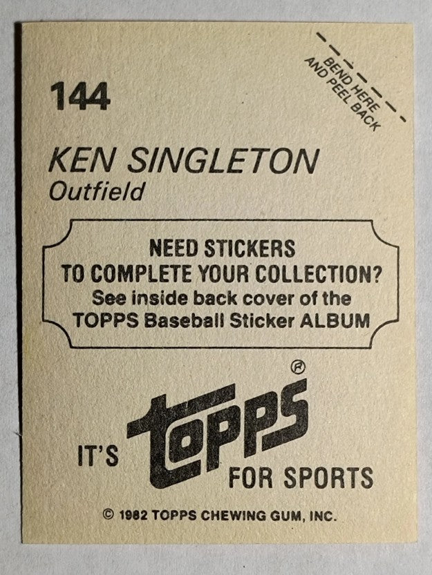 1982 Topps Stickers #144 Ken Singleton