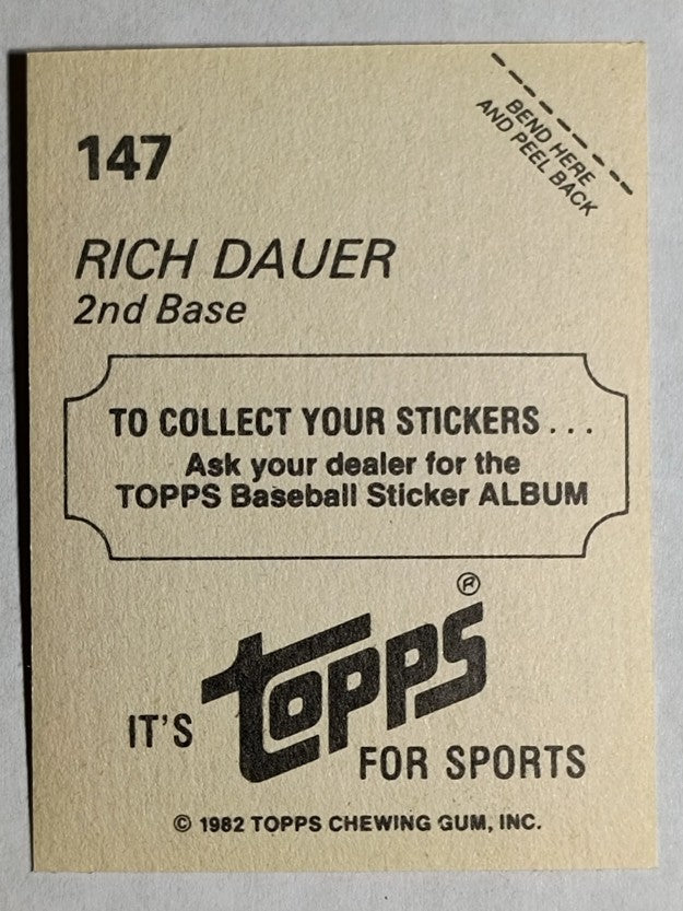 1982 Topps Stickers #147 Rich Dauer