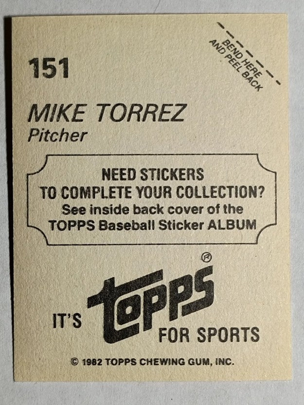 1982 Topps Stickers #151 Mike Torrez