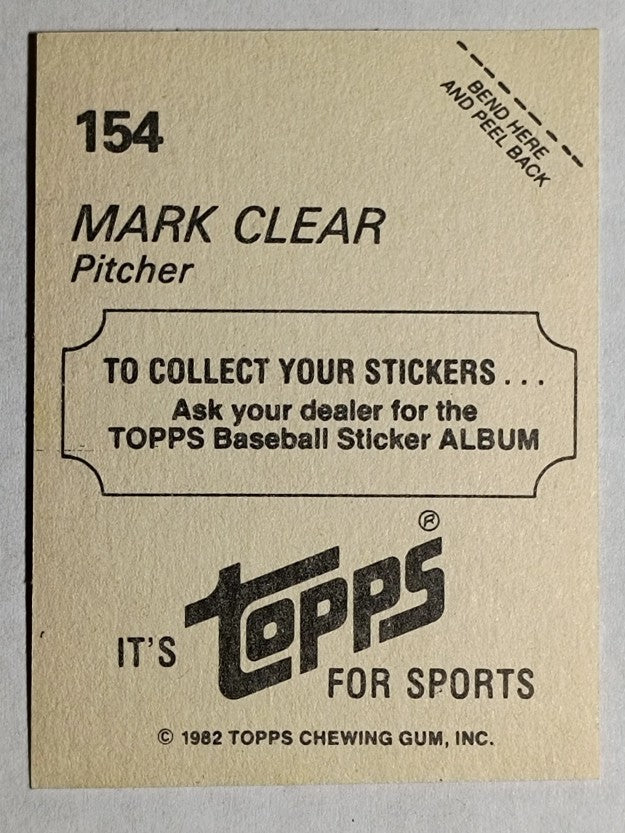 1982 Topps Stickers #154 Mark Clear