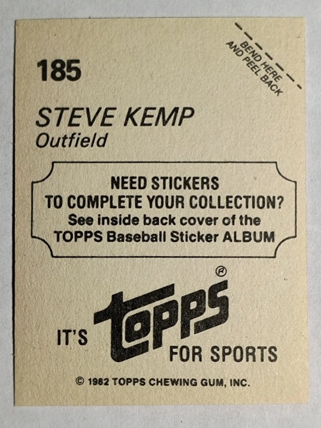 1982 Topps Stickers #185 Steve Kemp