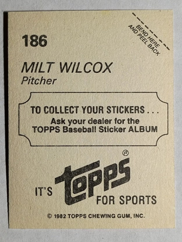 1982 Topps Stickers #186 Milt Wilcox