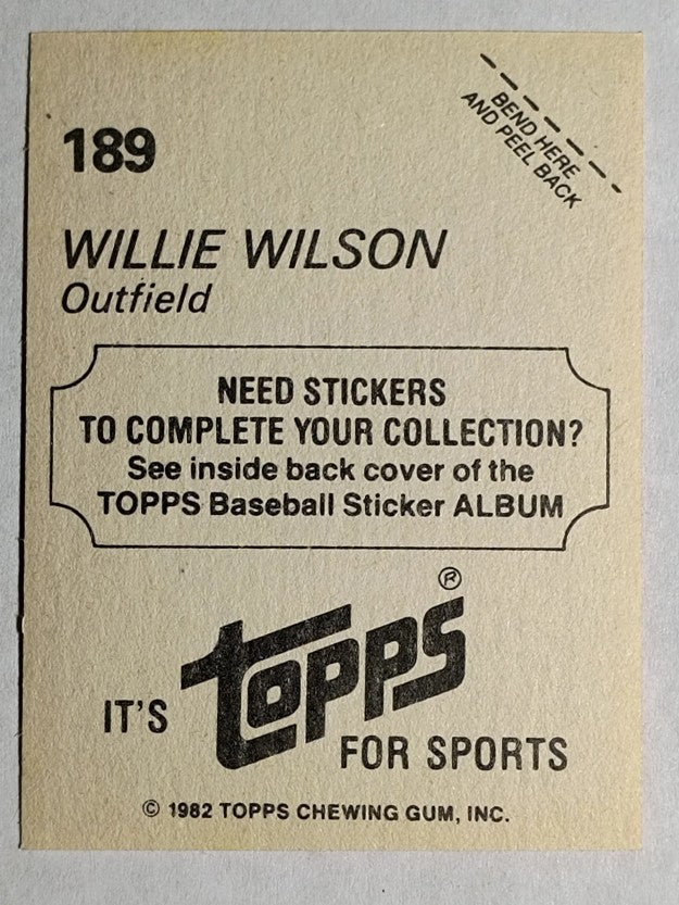 1982 Topps Stickers #189 Willie Wilson