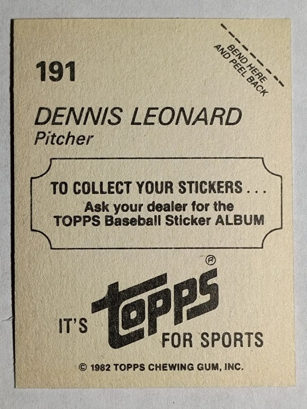 1982 Topps Stickers #191 Dennis Leonard