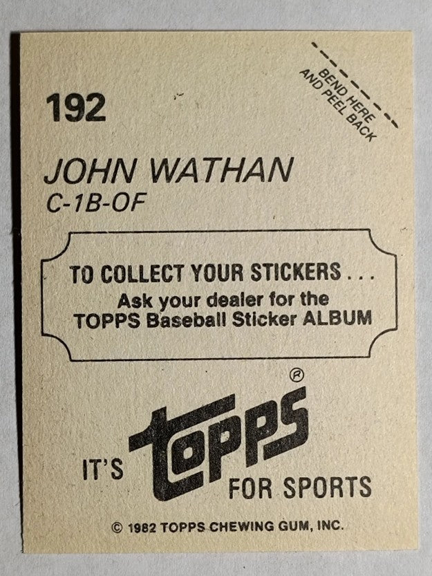 1982 Topps Stickers #192 John Wathan