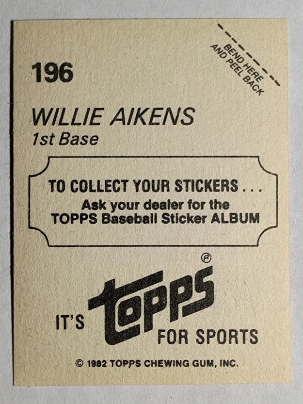 1982 Topps Stickers #196 Willie Aikens