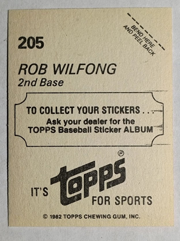 1982 Topps Stickers #205 Rob Wilfong