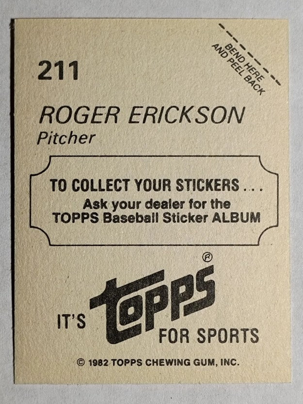 1982 Topps Stickers #211 Roger Erickson