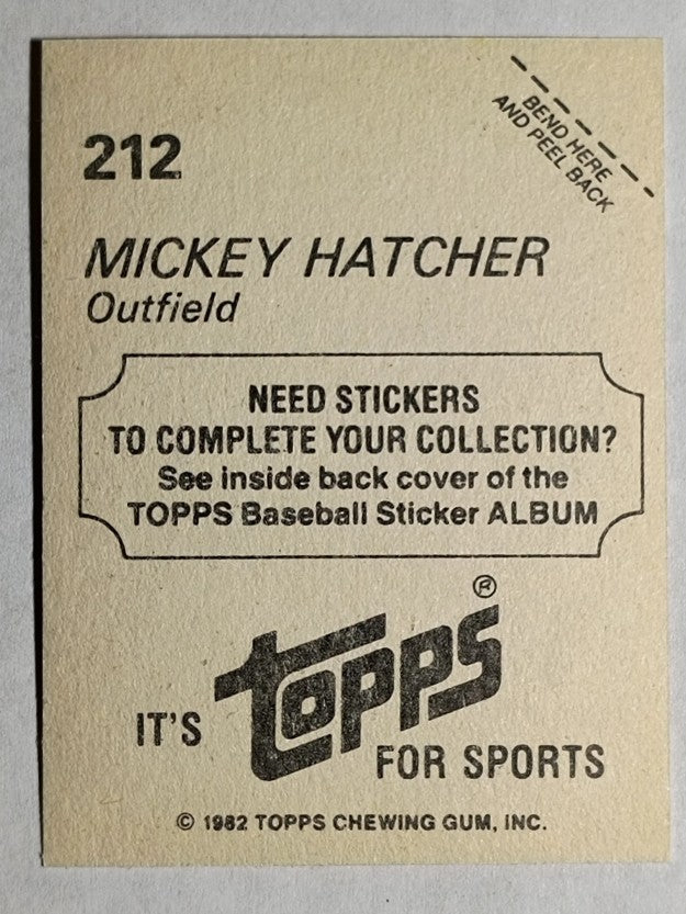 1982 Topps Stickers #212 Mickey Hatcher
