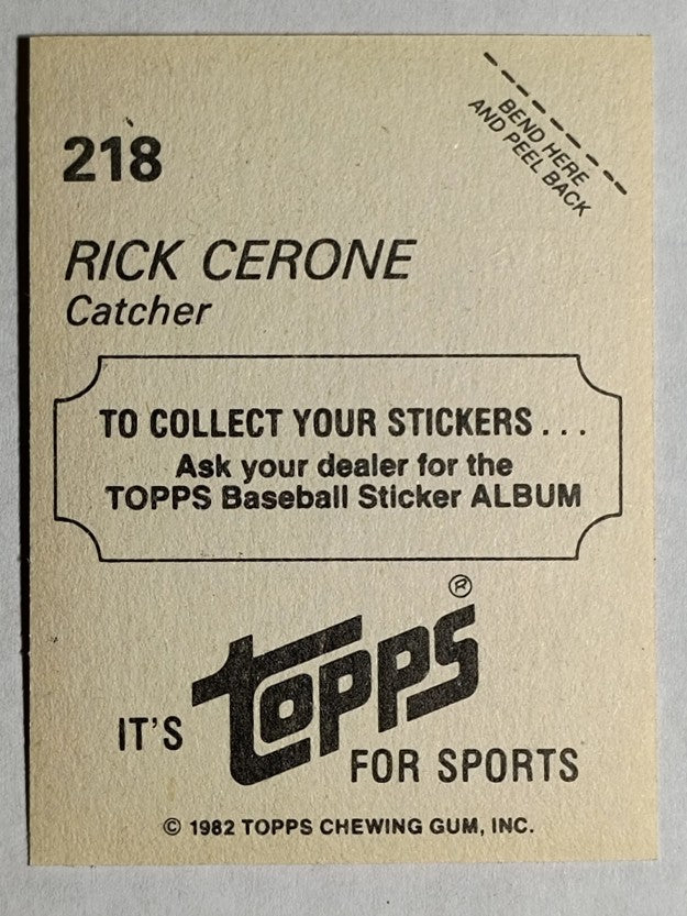 1982 Topps Stickers #218 Rick Cerone