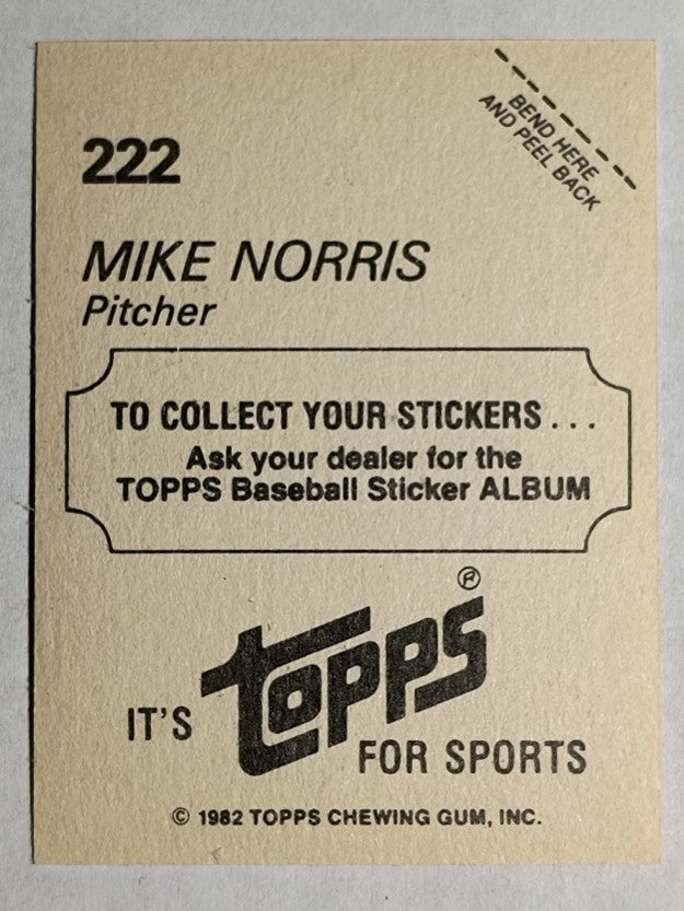 1982 Topps Stickers #222 Mike Norris
