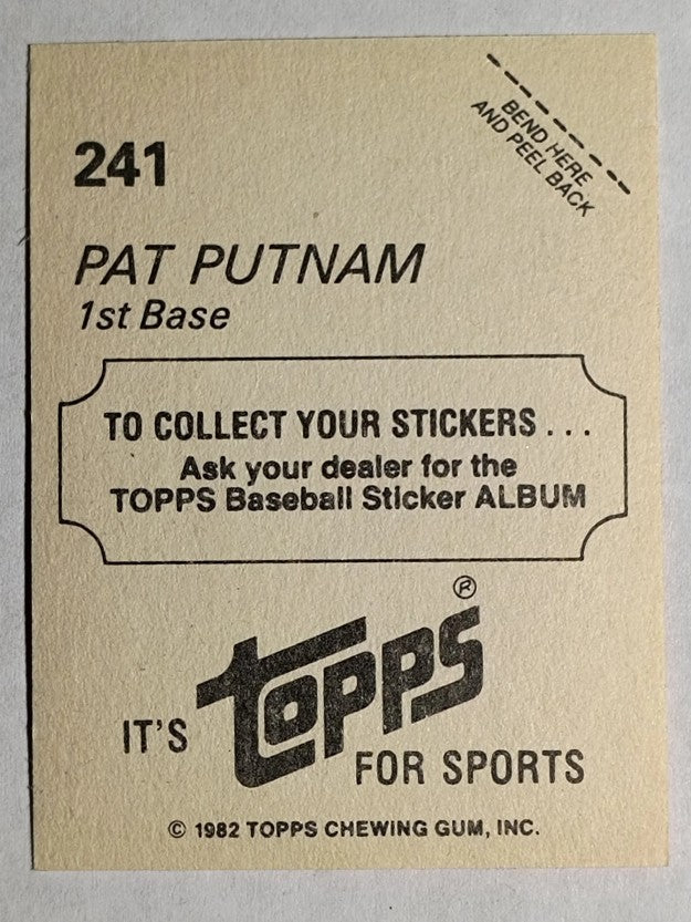 1982 Topps Stickers #241 Pat Putnam