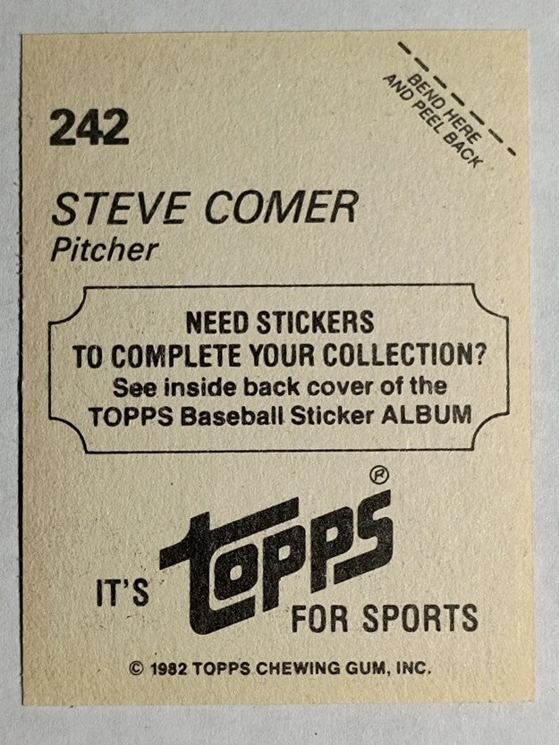 1982 Topps Stickers #242 Steve Comer