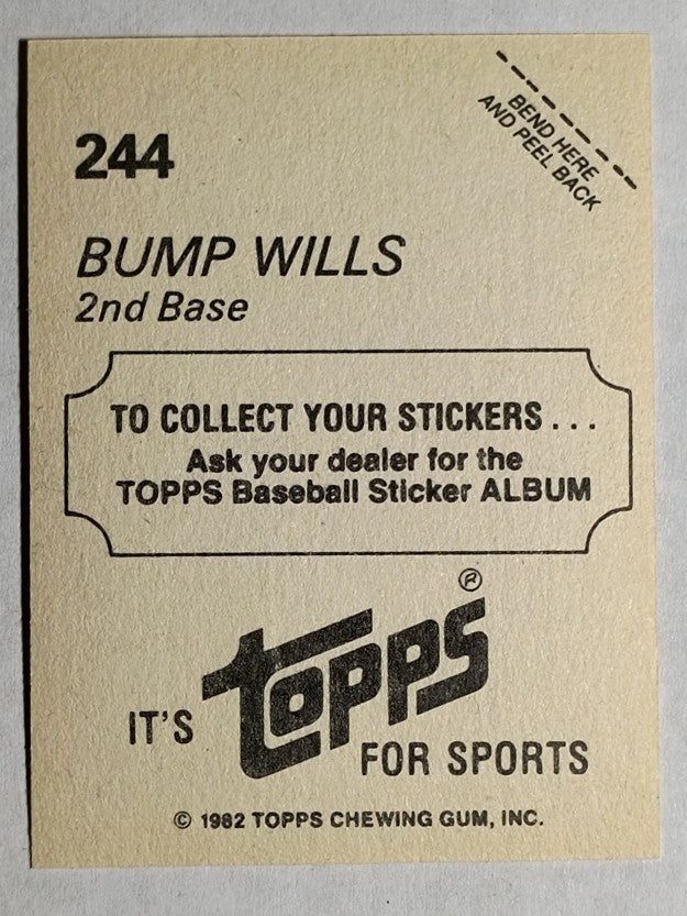1982 Topps Stickers #244 Bump Wills