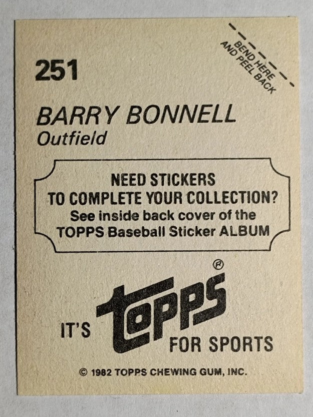 1982 Topps Stickers #251 Barry Bonnell