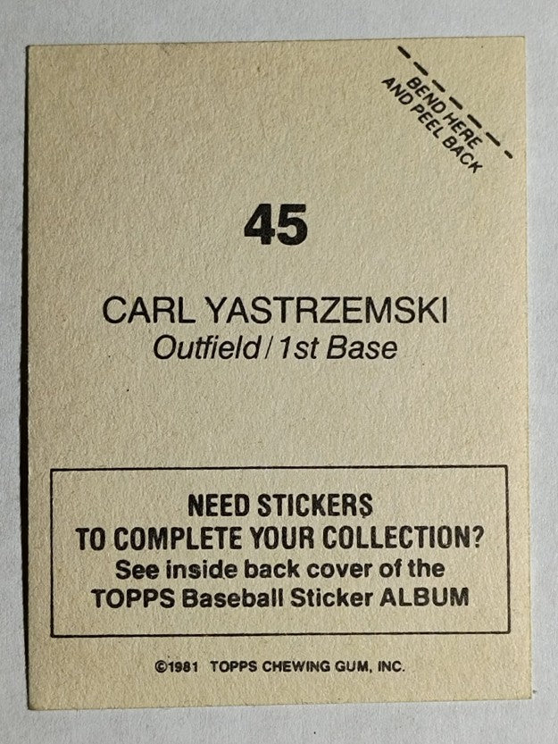1981 Topps Stickers #45 Carl Yastrzemski