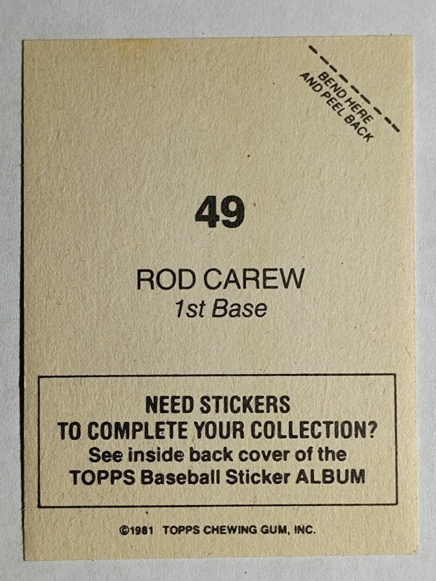 1981 Topps Stickers #49 Rod Carew