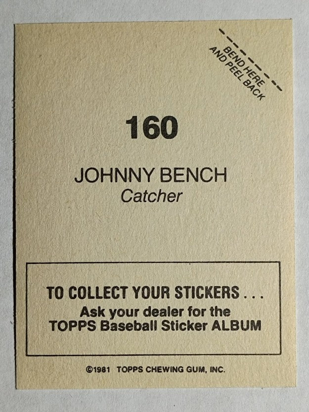 1981 Topps Stickers #160 Johnny Bench