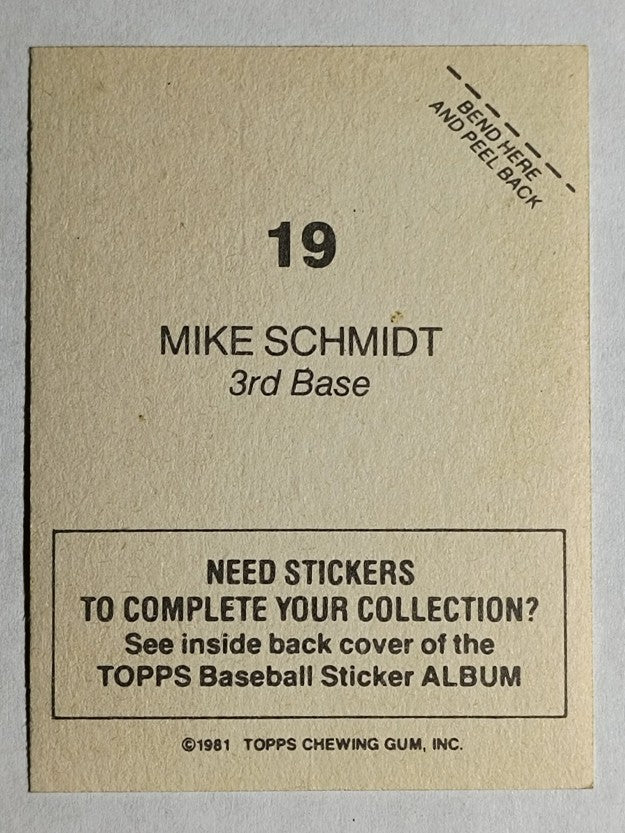 1981 Topps Stickers #19 Mike Schmidt