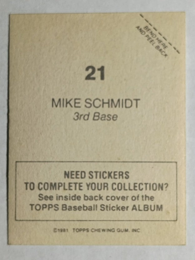 1981 Topps Stickers #21 Mike Schmidt