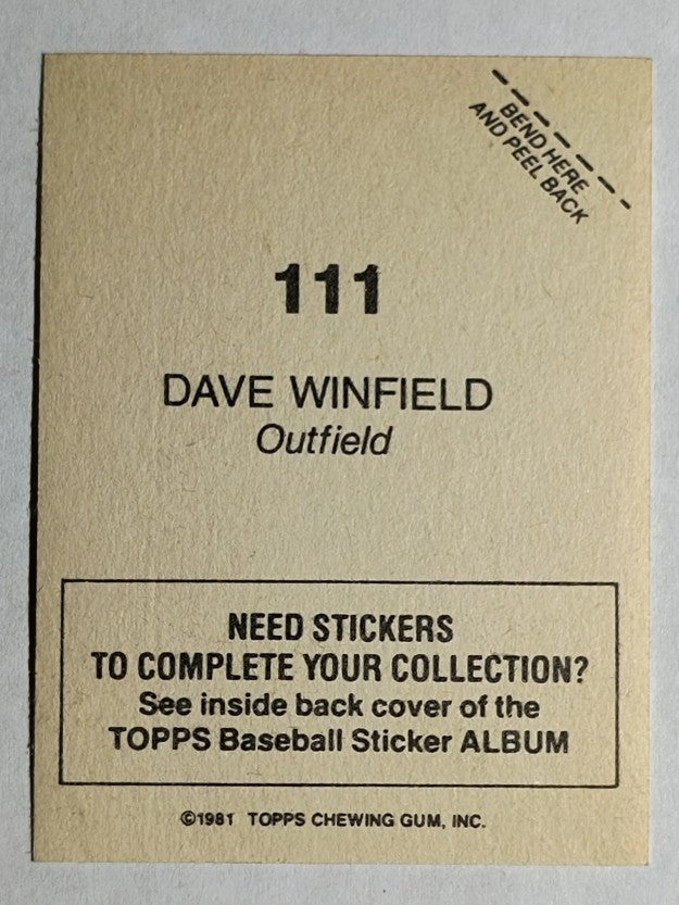 1981 Topps Stickers #111 Dave Winfield
