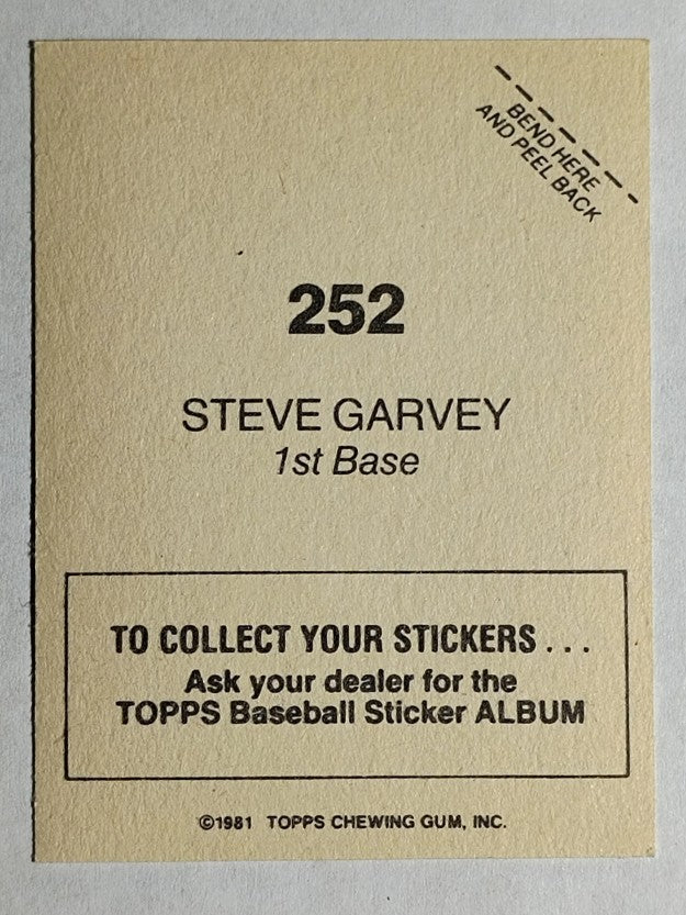 1981 Topps Stickers #252 Steve Garvey FOIL
