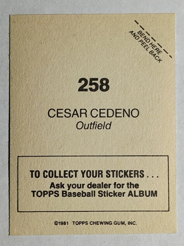 1981 Topps Stickers #258 Cesar Cedeno FOIL