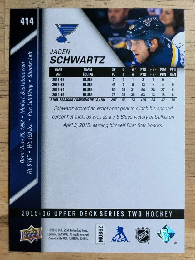 2015-16 Upper Deck #414 Jaden Schwartz