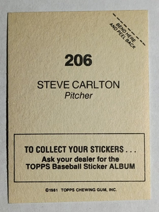 1981 Topps Stickers #206 Steve Carlton